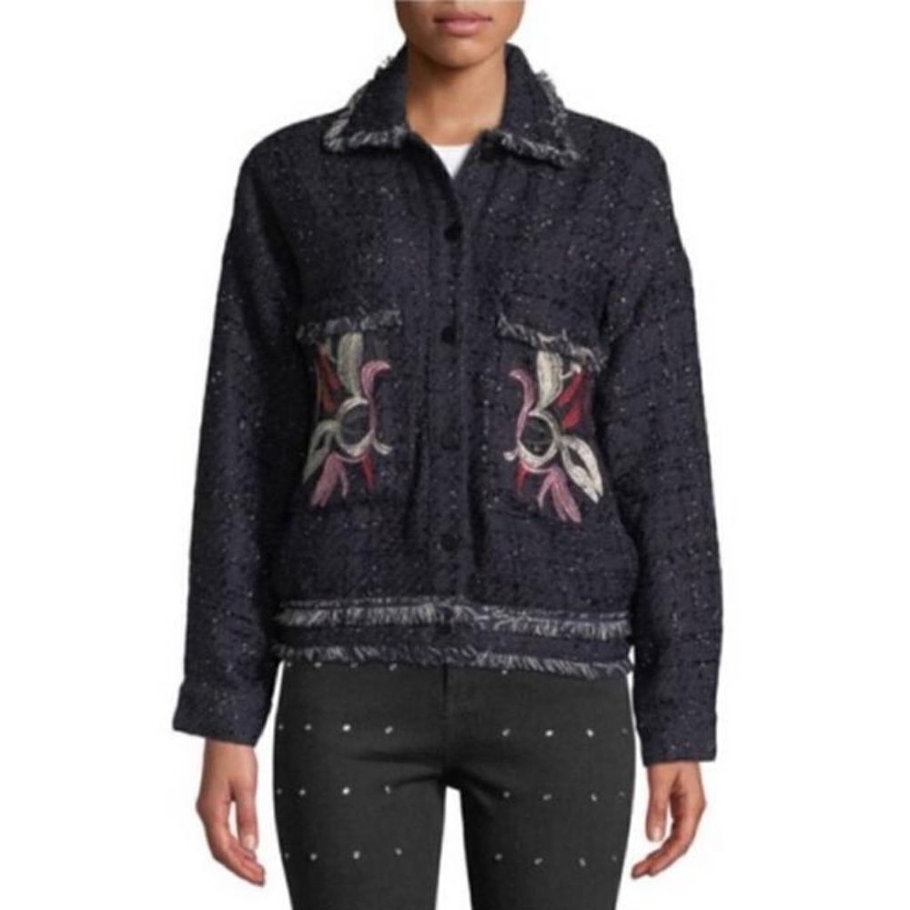Foxiedox Embroidered Jacket Blue Medium NEW WITH TAGS STYLE FA839JK - Picture 2 of 3